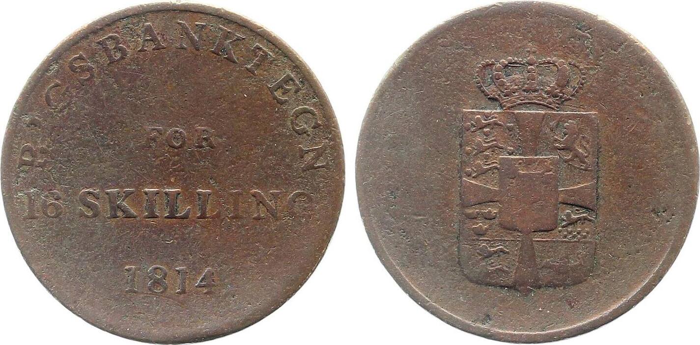 16 Skilling Dänemark 1814 schön Rigsbanktegn