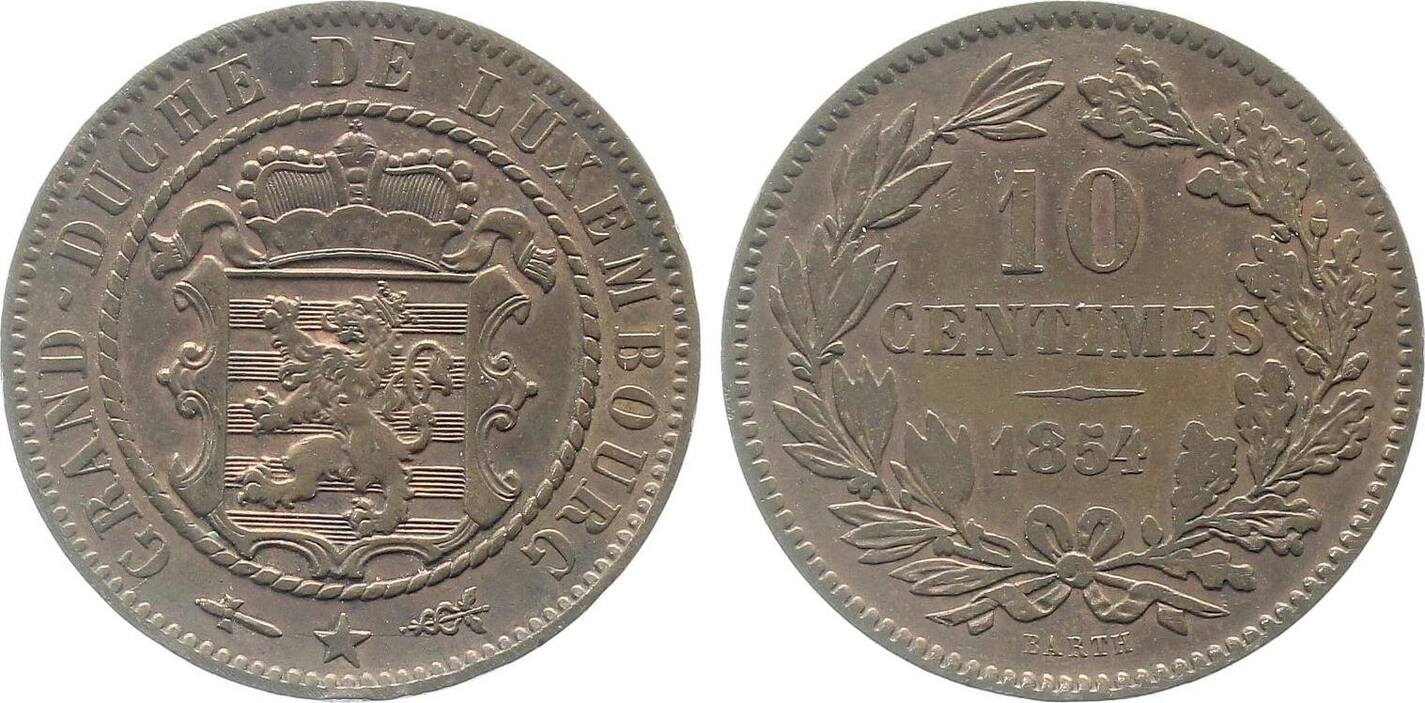 10 Centimes Luxemburg, 1854 SS/VZ !!!