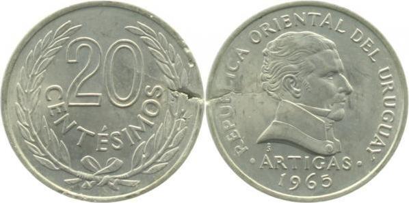 20 Centesim.1965 Schrötl.Fehler