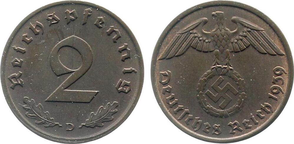 2 Pfennig 1939 D J362 Drittes Reich