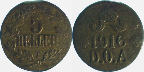5 Heller 1916 T dick ss/vz Zainende!! J723C