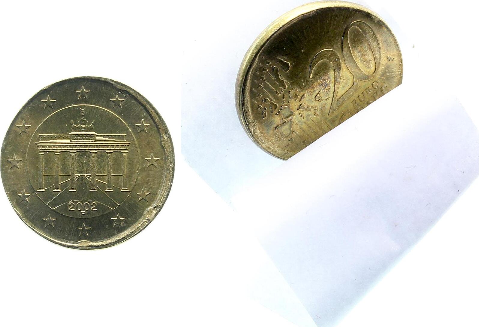 20 Cent 2002 F Rand glatt - ohne Randkerben!!!