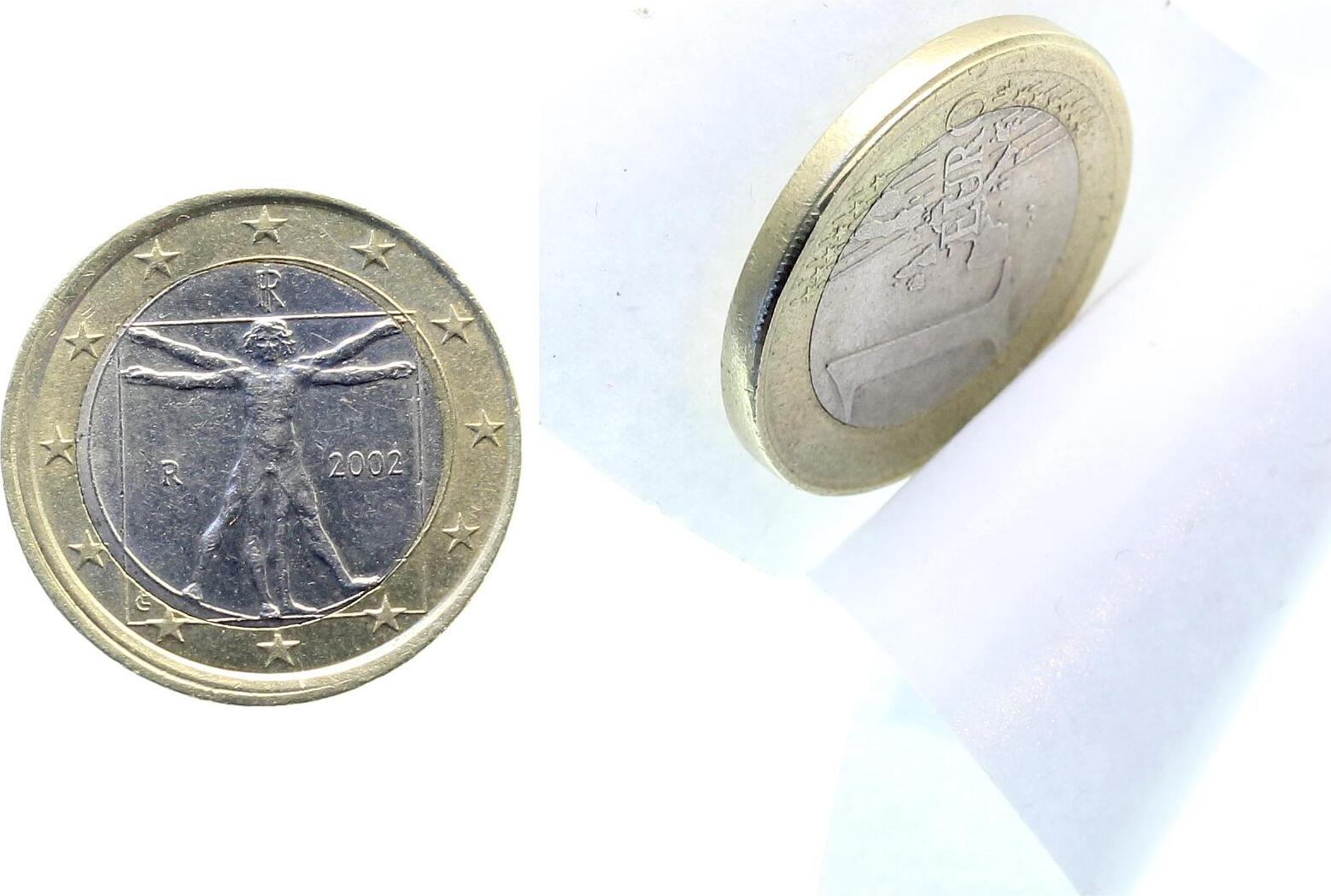 1 Euro komplett glatter Rand ohne Riffelung