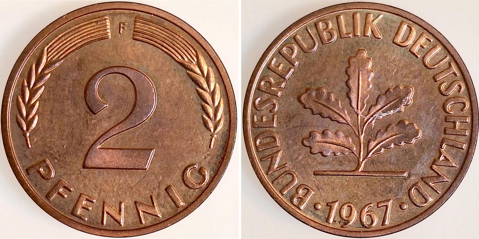 2 Pfennig 1967 FPP Proof, Auflage: 1600 Exemplare