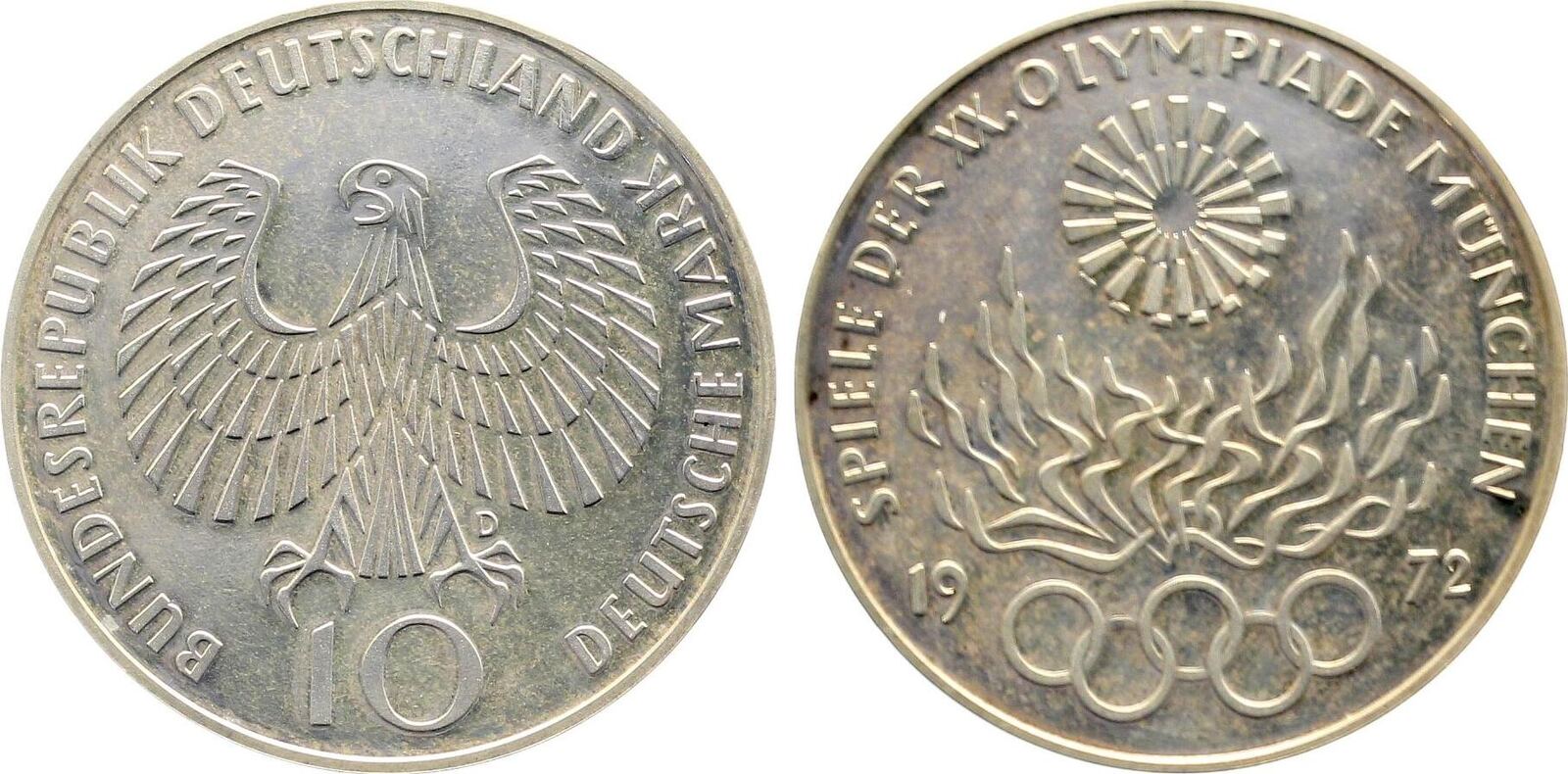 10 Mark 1972 D Olympische Flamme J405 PP Proof