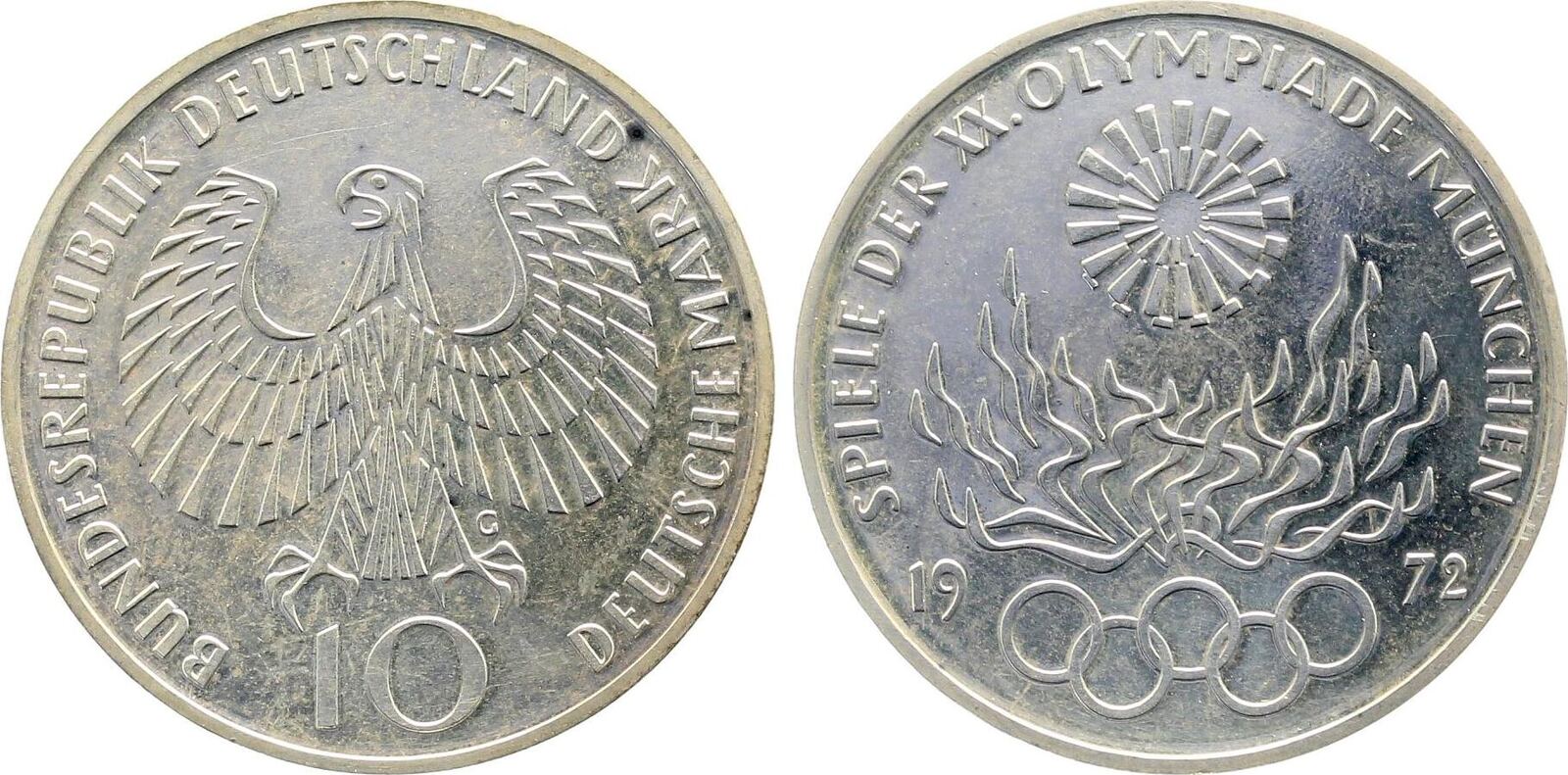 10 Mark 1972 G Olympische Flamme J405 PP Proof