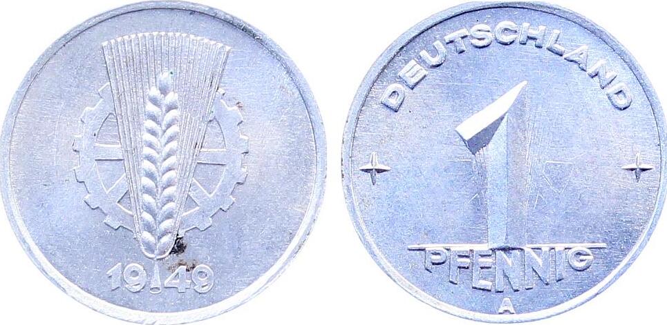1 Pfennig DDR 1949 A Lichterader Prägung dicker