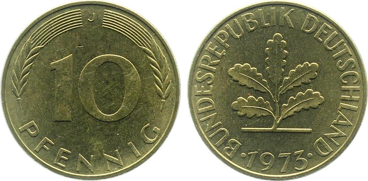 10 Pfennig 1973 J vz/stgl J383
