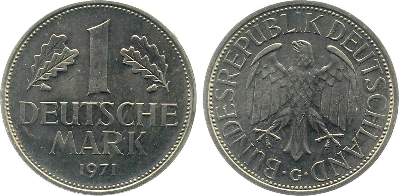 1 DM 1971 G Polierte Platte, Fehler bei "1"