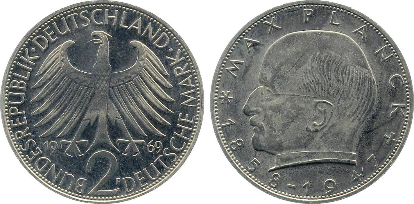2 Mark Max Planck 1969 F J392 PP Proof