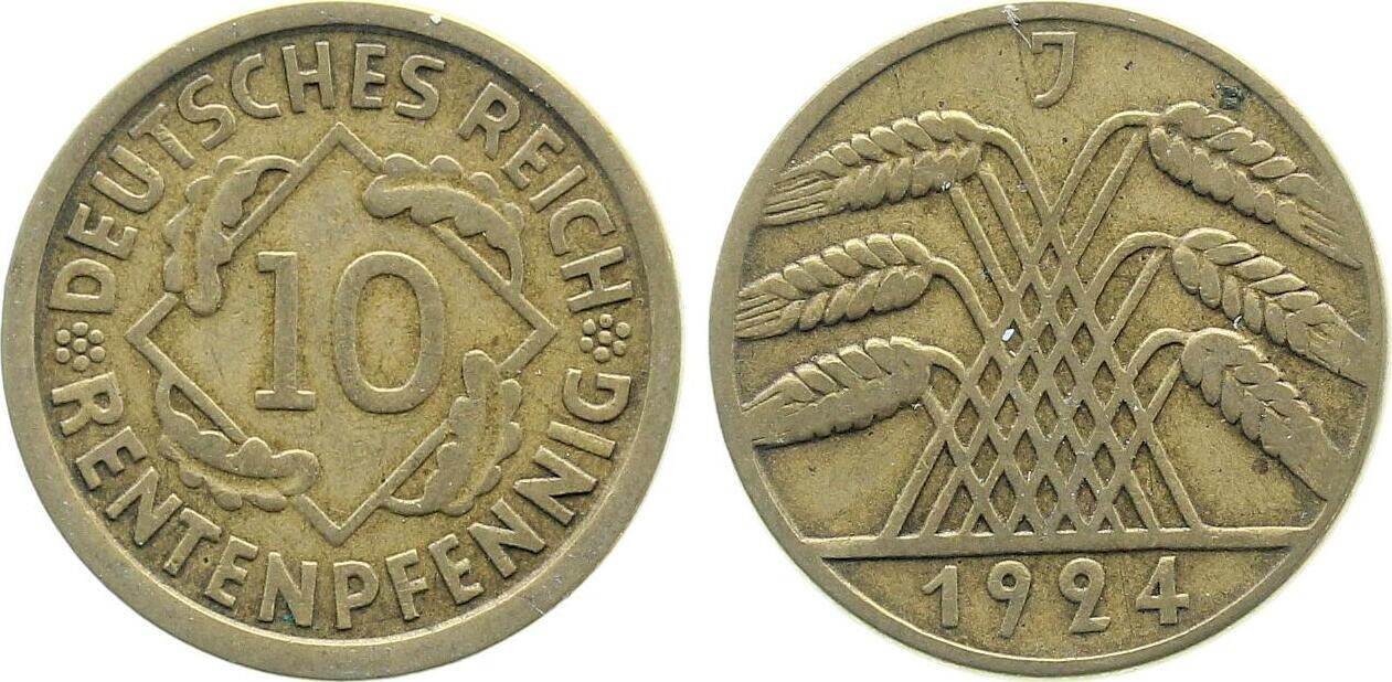 10 Reichspfennig 1924 J vz/ss J317