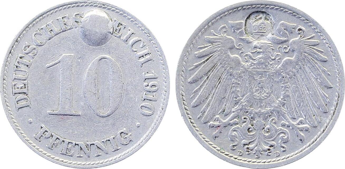 10 Pfennig 1910 D ist original so entstanden, Unikat
