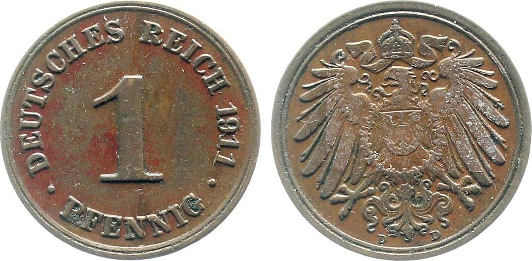 1 Pfennig 1911 D vz J010