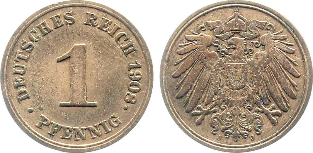1 Pfennig 1908 J | Variante | Punkt am "8" J010