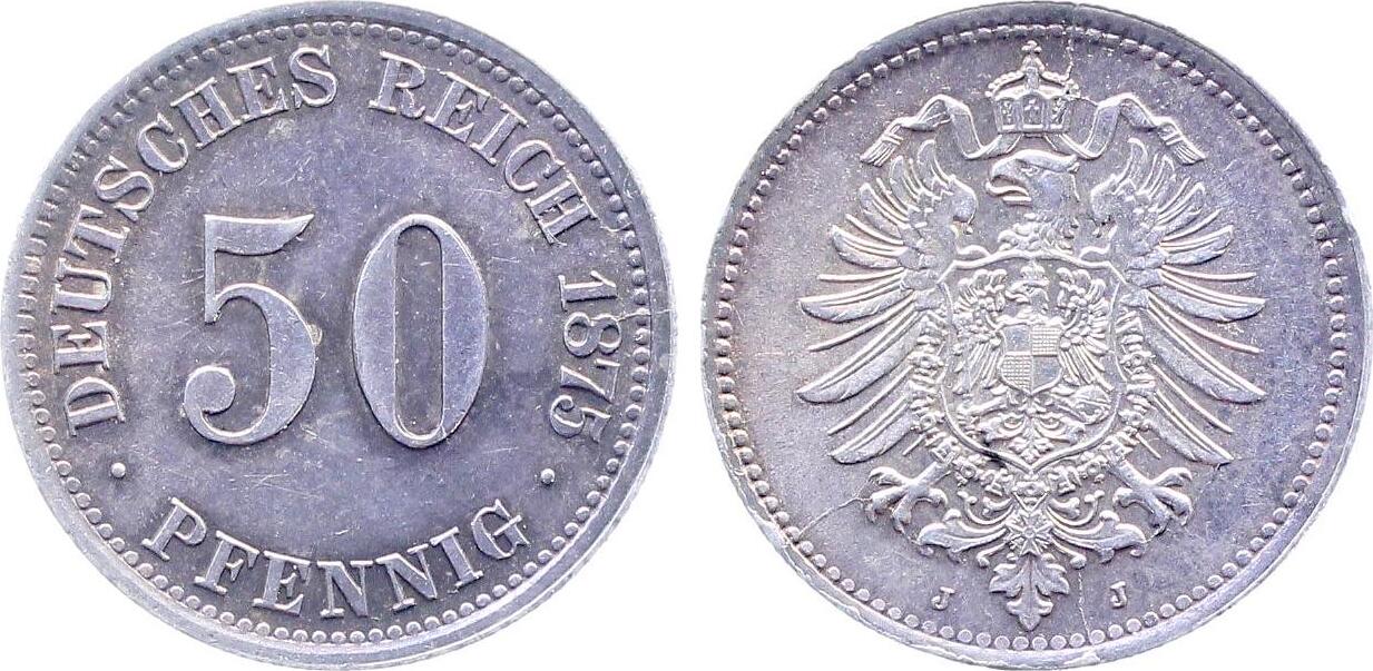 50 Pfennig 1875 J f.prfr. Lichterader Prägung J007