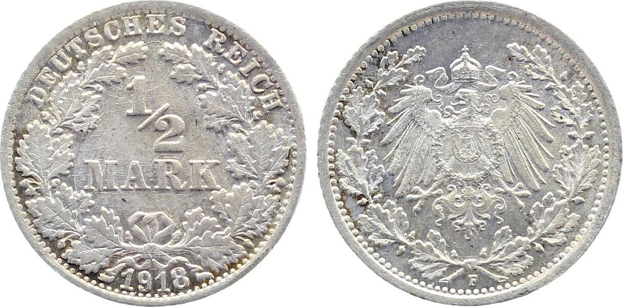 ½ Mark 1918 F Lichetrader Prägung prfr J016