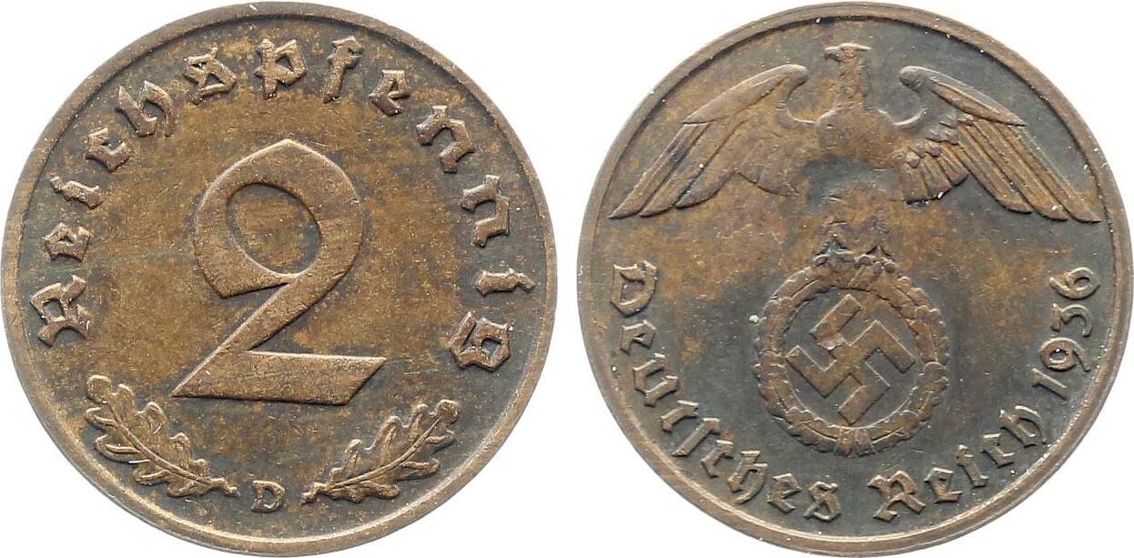 2 Pfennig 1936 D J362 Drittes Reich