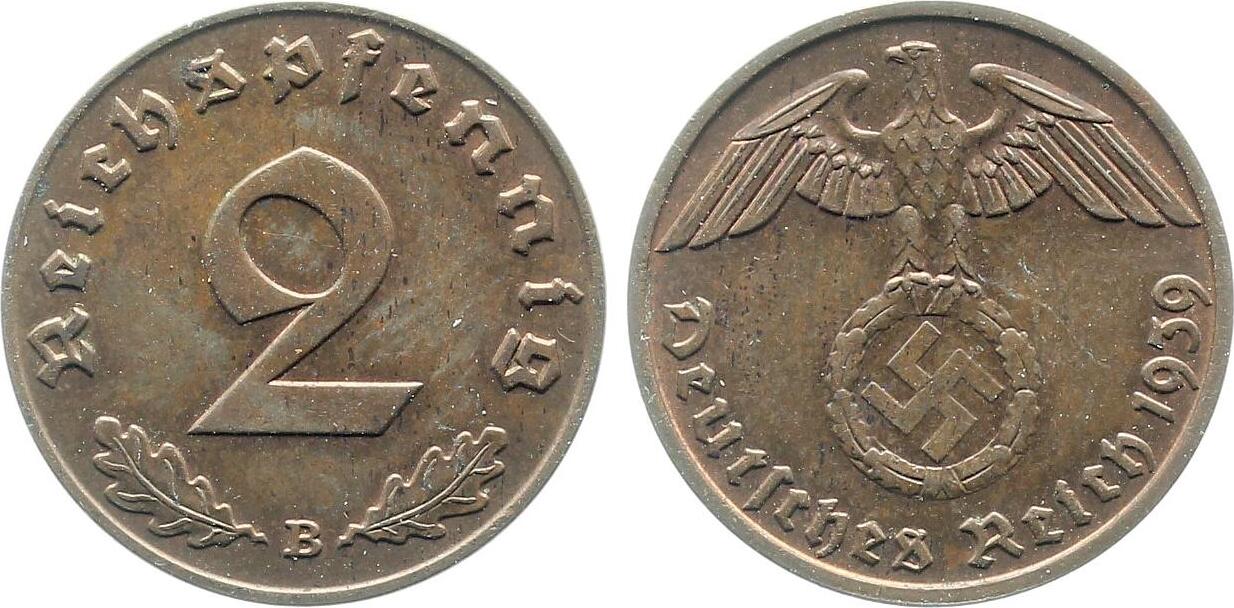 2 Pfennig 1939 B f.prfr