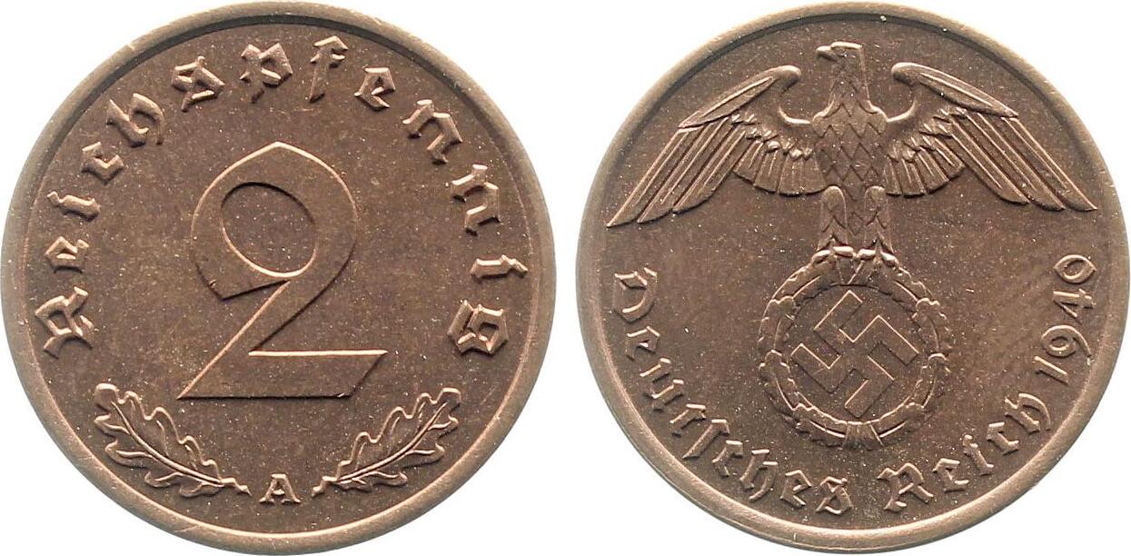 2 Pfennig 1940 A J362 Drittes Reich