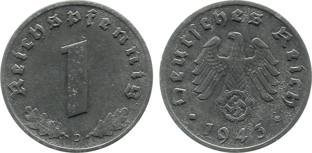1 Pfennig 1943 D prfr J369 prfr 1 Pfennig