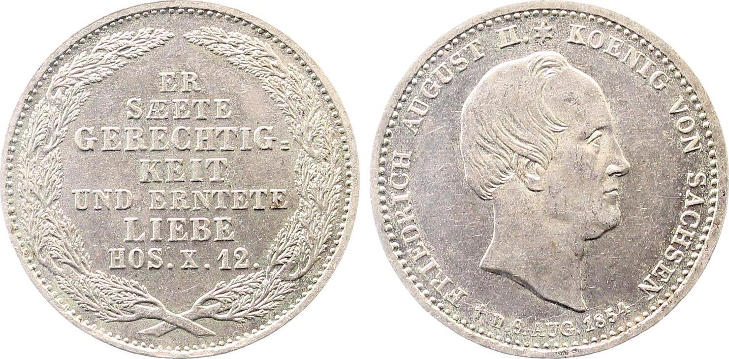 1/6 Taler Sachsen 1854 auf dem Tod AKS 130