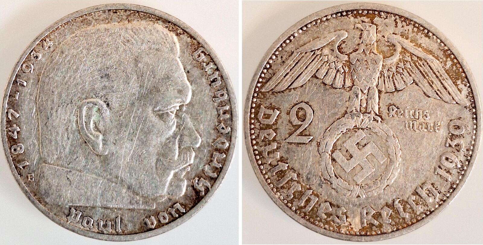 2 Reichsmark Hindenburg ss 1939