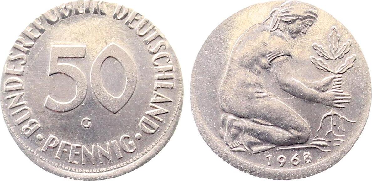 50 Pfennig 1968 G 2,2g.artfremder Rohling unmagnetisch