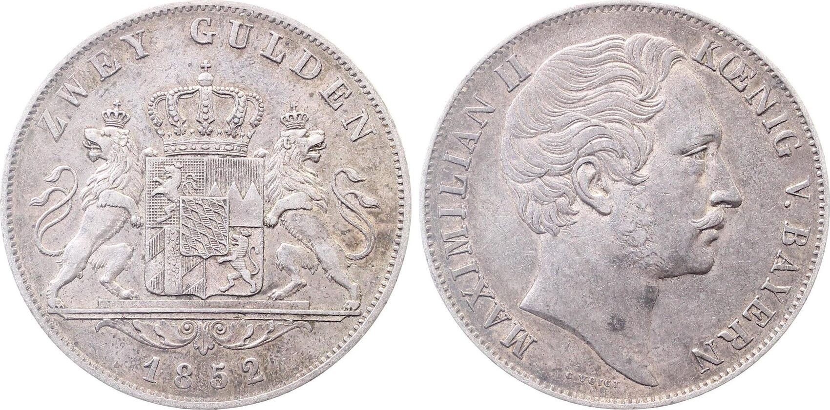 Doppelgulden Bayern 1852 Markaximilian II König v Bayern