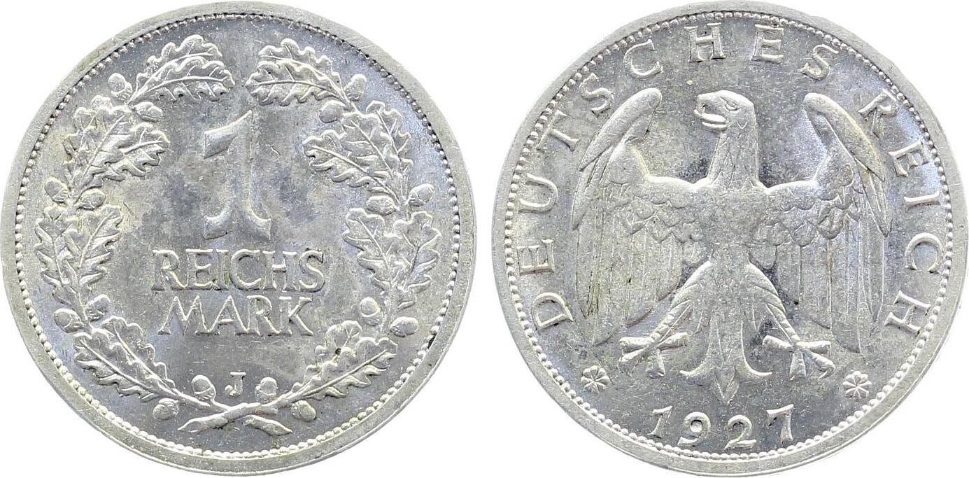 1 Reichsmark1927 J vorzüglich/stempelglanz