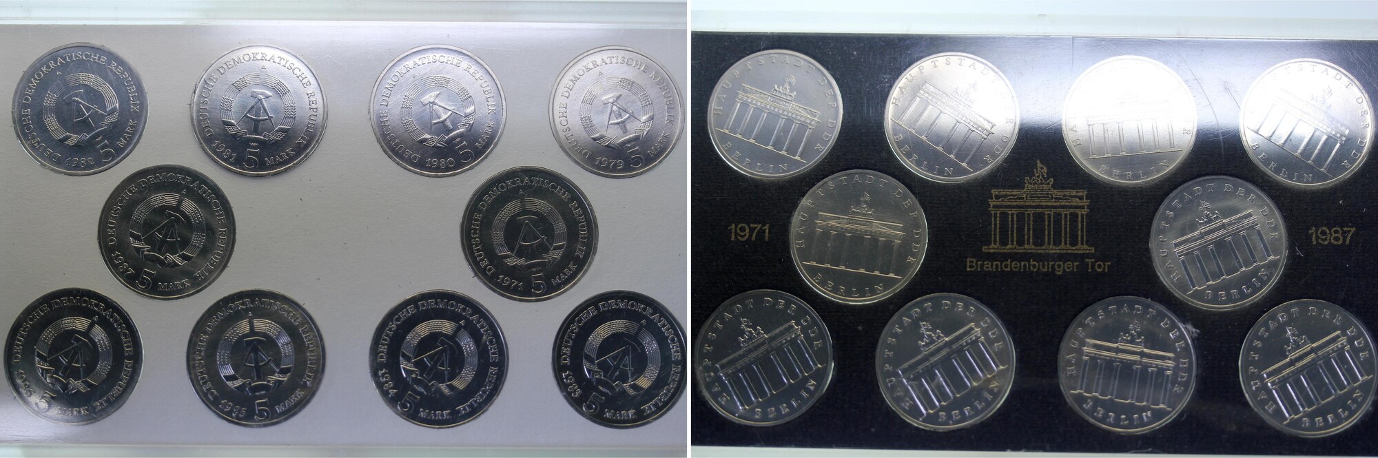 5 Mark Satz DDR Brandenb. Tor 10 Stück J1536 1971-1987