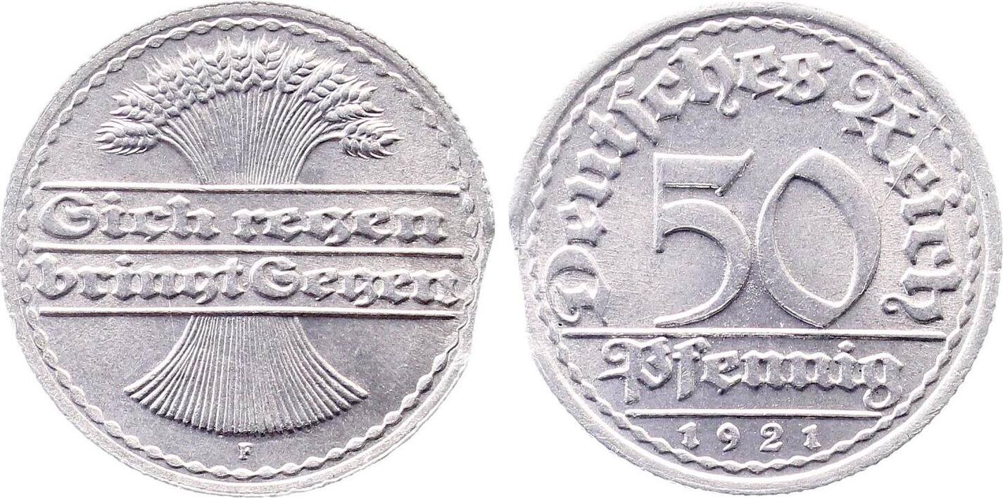 50 Pfennig 1921 F J301 kl. Zainende
