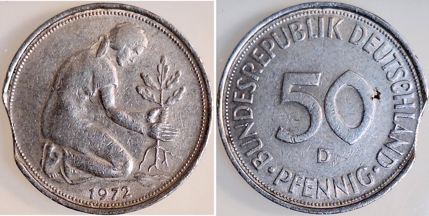 50 Pfennig 1972 D Zainende ss/vz