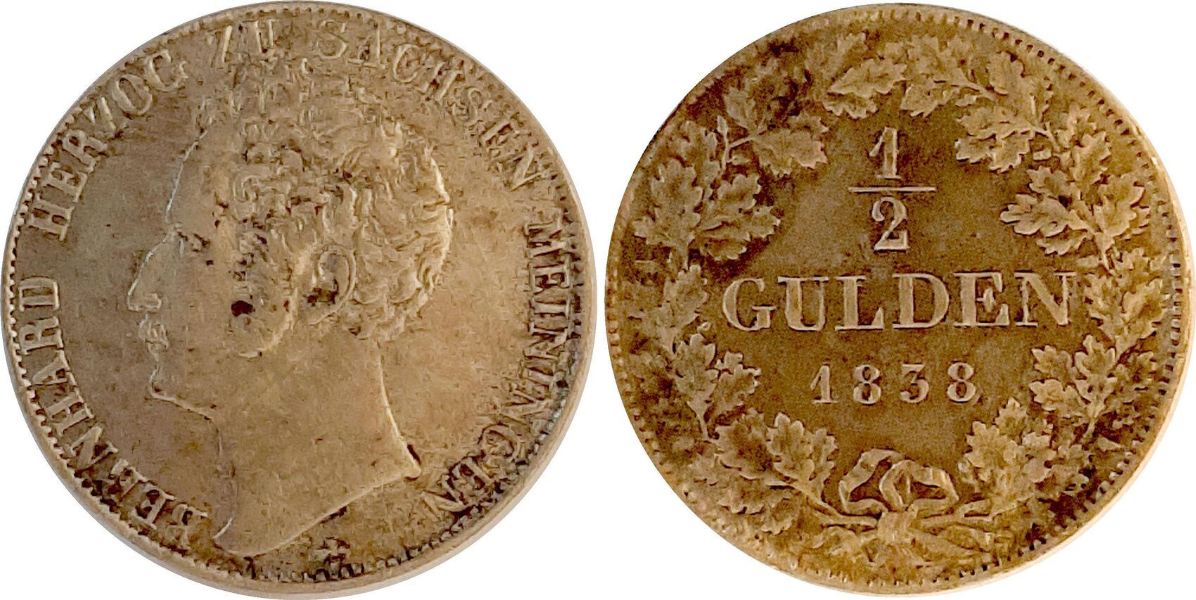 ½ Gulden Sachsen Meiningen 1838 f.VZ min. Rf.