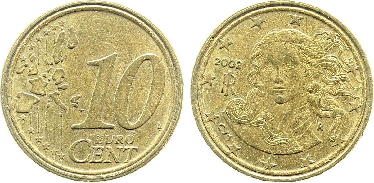 10 Cent 2002 Frankreich, doppelter Randstab !!!!!