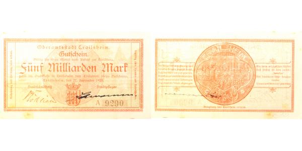 5 Milliarden Mark Crailsheim 1923 Notgeld druckfrisch selten