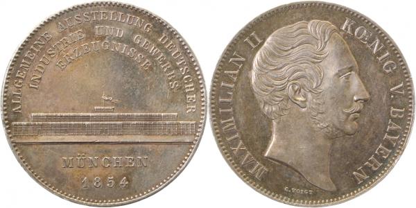 Bayern Geschichtstaler 1854 Industrieausstellung vz / stg EA