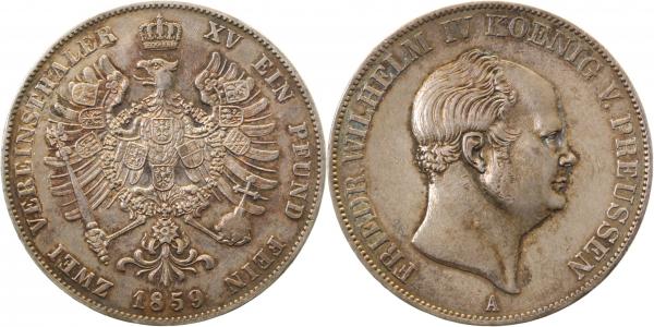 Preussen Vereinsdoppeltaler 1859 Thun 264 2 Taler AKS 71
