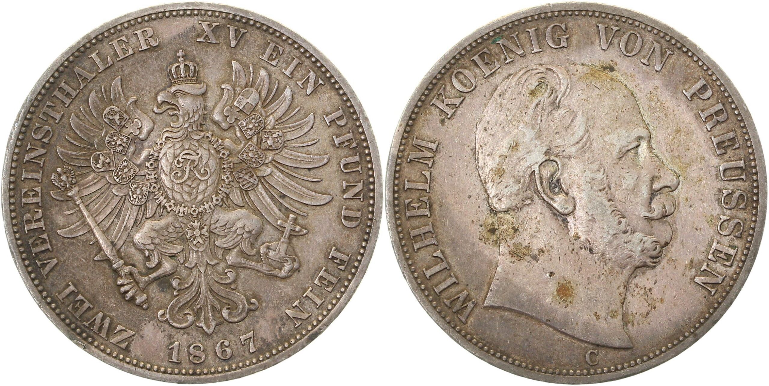 Vereinsdoppeltaler Preussen 1867 C Wilhelm 270 AKS 99