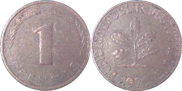 1 Pfennig 1970 J ss/vz Ngb 32 2 ss / vz