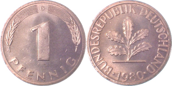 1 Pfennig 1980 G Ngb 71 1 bfr