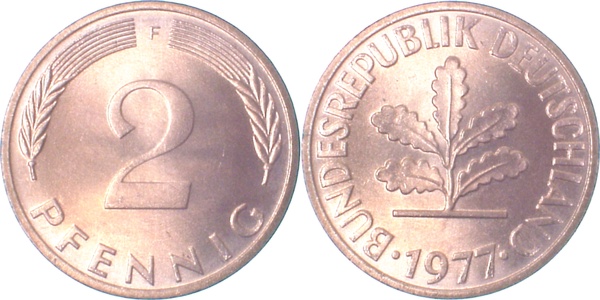 2 Pfennig 1977 F bfr Ngb 82 2 bfr 2 Pfennig