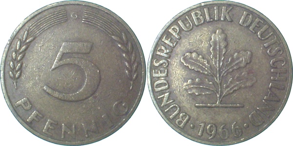 5 Pfennig 1966 G ss Ngb 11 2 ss 5 Pfennig