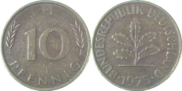 10 Pfennig 1975 D ss Ngb 45 1 ss 10 Pfennig