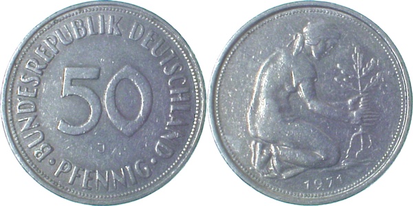 50 Pfennig 1971 J ss Ngb 32 1 ss 50 Pfennig