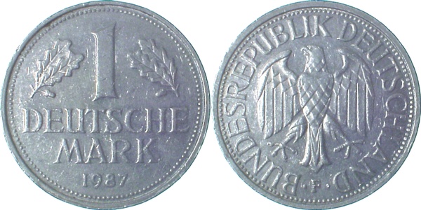 1 DM 1987 F ss Münzzeichen doppelt null ss 1 DM