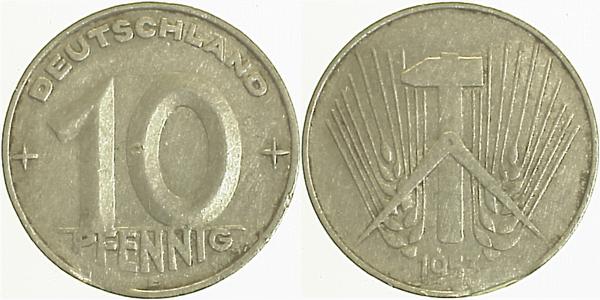 10 Pfennig DDR 1953 E Zainende ss J1507 ss 10 Pfennig