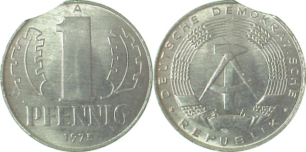 1 Pfennig DDR 75A Zainende vz J1508 vz 1 Pfennig