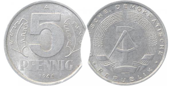 5 Pfennig DDR 68A gr Zainend ss/vz J1509 ss / vz 5 Pfennig