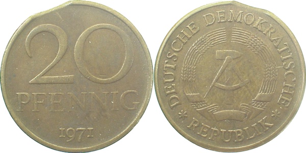 20 Pfennig DDR 1969 ss+ gr Zainende J1511a ss+ 20 Pfennig
