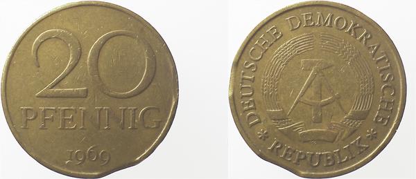 20 Pfennig DDR 1969 ss 2x Zainende J1511a ss 20 Pfennig